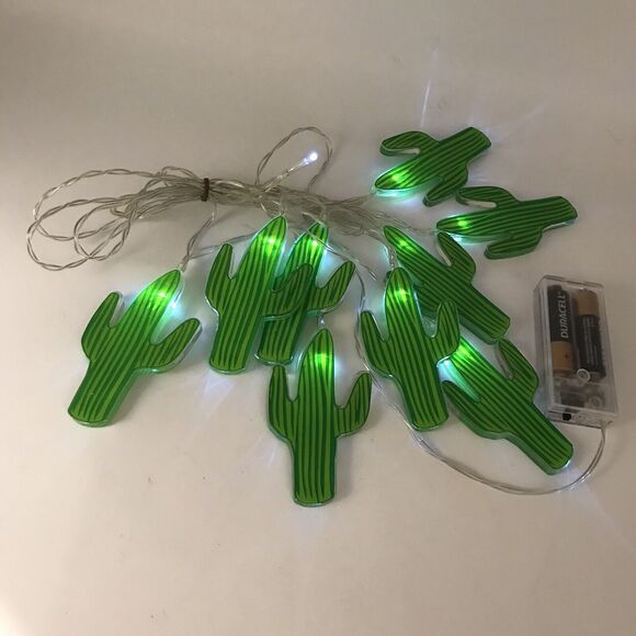 String Lights Green Cactus Lights Set of 9 Decorative LED Indoor or Patio Decor - Picture 5 of 6
